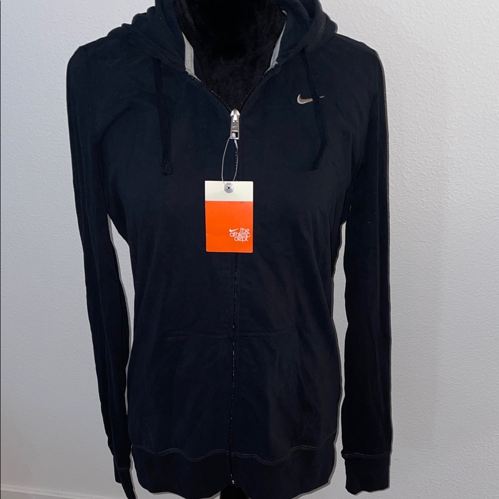 Nike The Athletic Dept. Full Zip Black 100% Cotton Hoodie with Logo